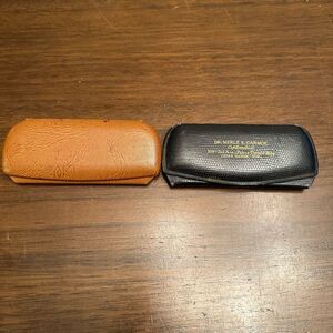 Vintage Empty Eyeglass Hard Cases Lot 2 doctor labels Brown & Black READ